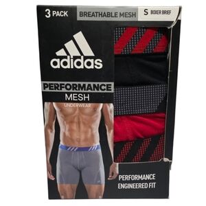 Adidas Men's Performance Engineered Fit Mesh Boxer Briefs 3-Pack Size Small 5"